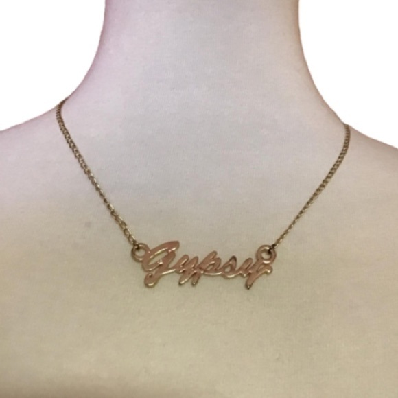 gypsy Jewelry - Gold Tone Name Necklace